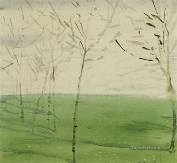 spring landscape Konstantin Somov_1 plan scenes Oil Paintings